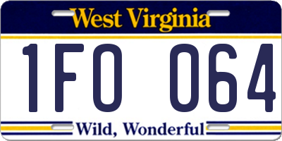 WV license plate 1FO064