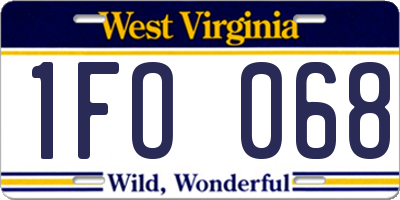 WV license plate 1FO068