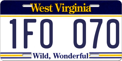 WV license plate 1FO070