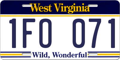 WV license plate 1FO071