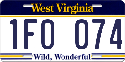 WV license plate 1FO074