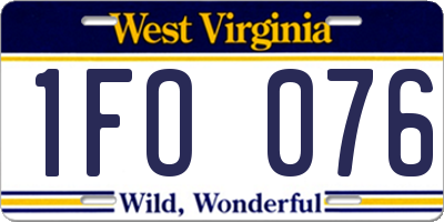 WV license plate 1FO076