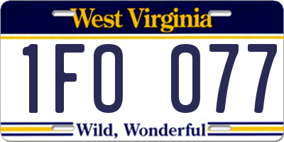 WV license plate 1FO077
