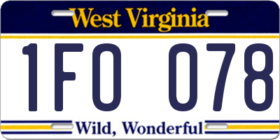 WV license plate 1FO078