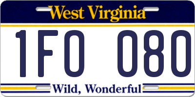 WV license plate 1FO080