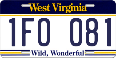 WV license plate 1FO081