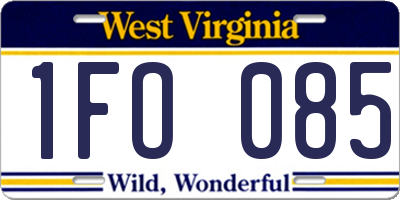 WV license plate 1FO085