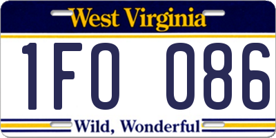 WV license plate 1FO086