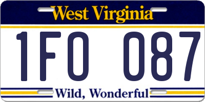 WV license plate 1FO087