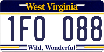 WV license plate 1FO088