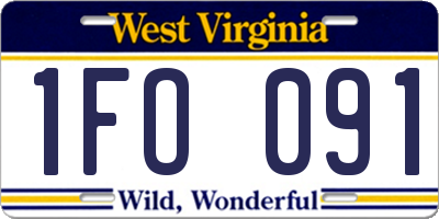WV license plate 1FO091