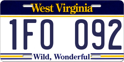 WV license plate 1FO092