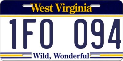 WV license plate 1FO094