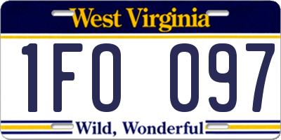 WV license plate 1FO097