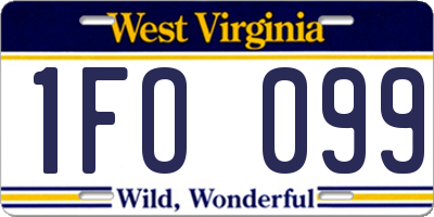 WV license plate 1FO099