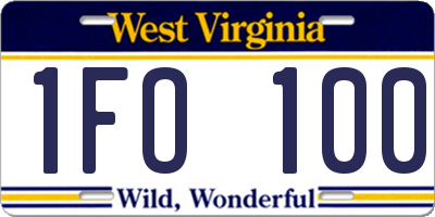 WV license plate 1FO100