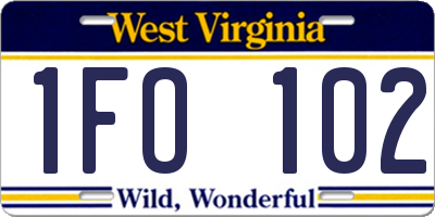 WV license plate 1FO102