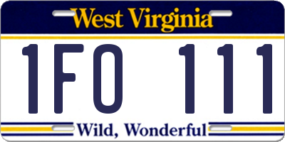 WV license plate 1FO111