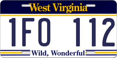 WV license plate 1FO112