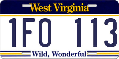 WV license plate 1FO113