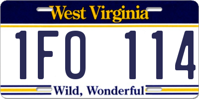WV license plate 1FO114