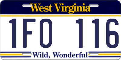 WV license plate 1FO116