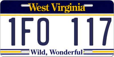 WV license plate 1FO117