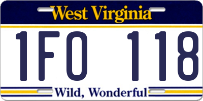 WV license plate 1FO118