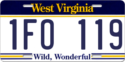 WV license plate 1FO119