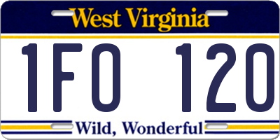 WV license plate 1FO120