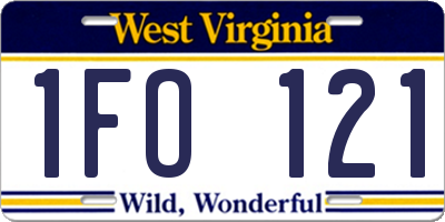 WV license plate 1FO121