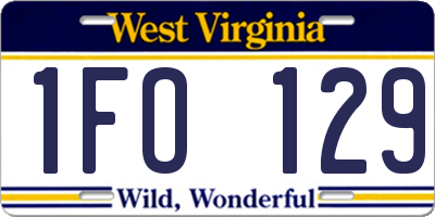 WV license plate 1FO129