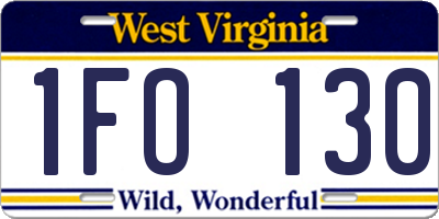 WV license plate 1FO130