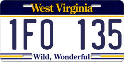 WV license plate 1FO135