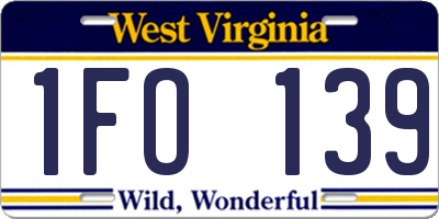 WV license plate 1FO139