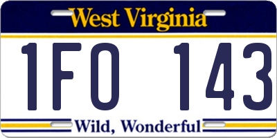WV license plate 1FO143