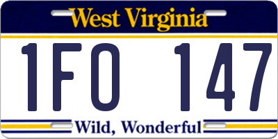 WV license plate 1FO147