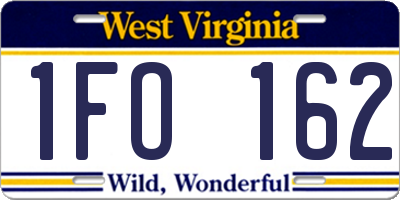 WV license plate 1FO162