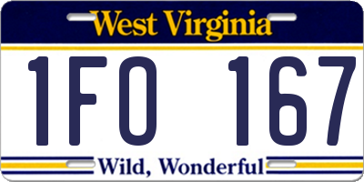 WV license plate 1FO167