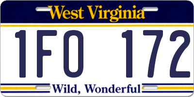 WV license plate 1FO172