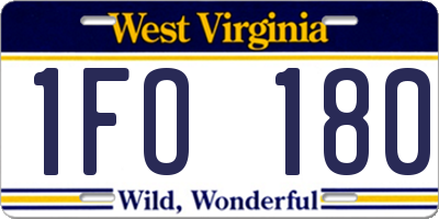 WV license plate 1FO180