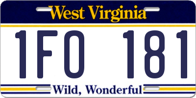 WV license plate 1FO181