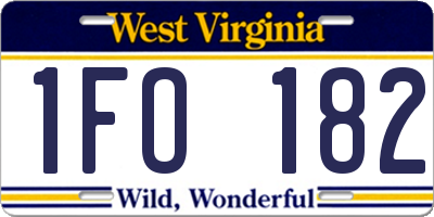 WV license plate 1FO182