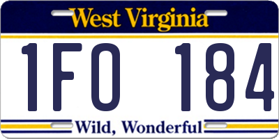 WV license plate 1FO184