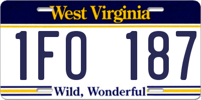 WV license plate 1FO187