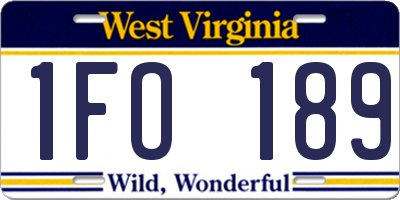 WV license plate 1FO189