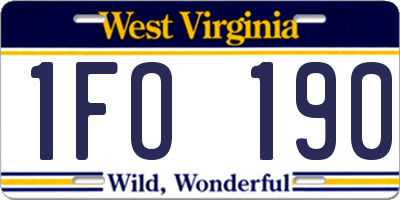WV license plate 1FO190