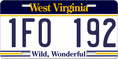 WV license plate 1FO192