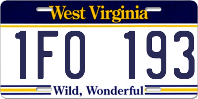 WV license plate 1FO193