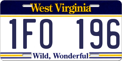 WV license plate 1FO196